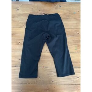 Black High Waisted Cropped Leggings with Pockets Capri‎ Yoga Pants Womens 13.5W